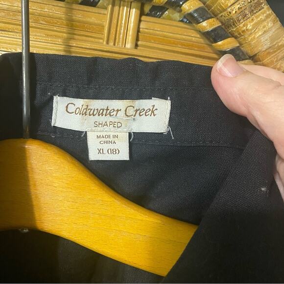 Coldwater Creek Shaped 100% Linen Black Casual Button Down Shirt XL minimalist - Picture 3 of 6